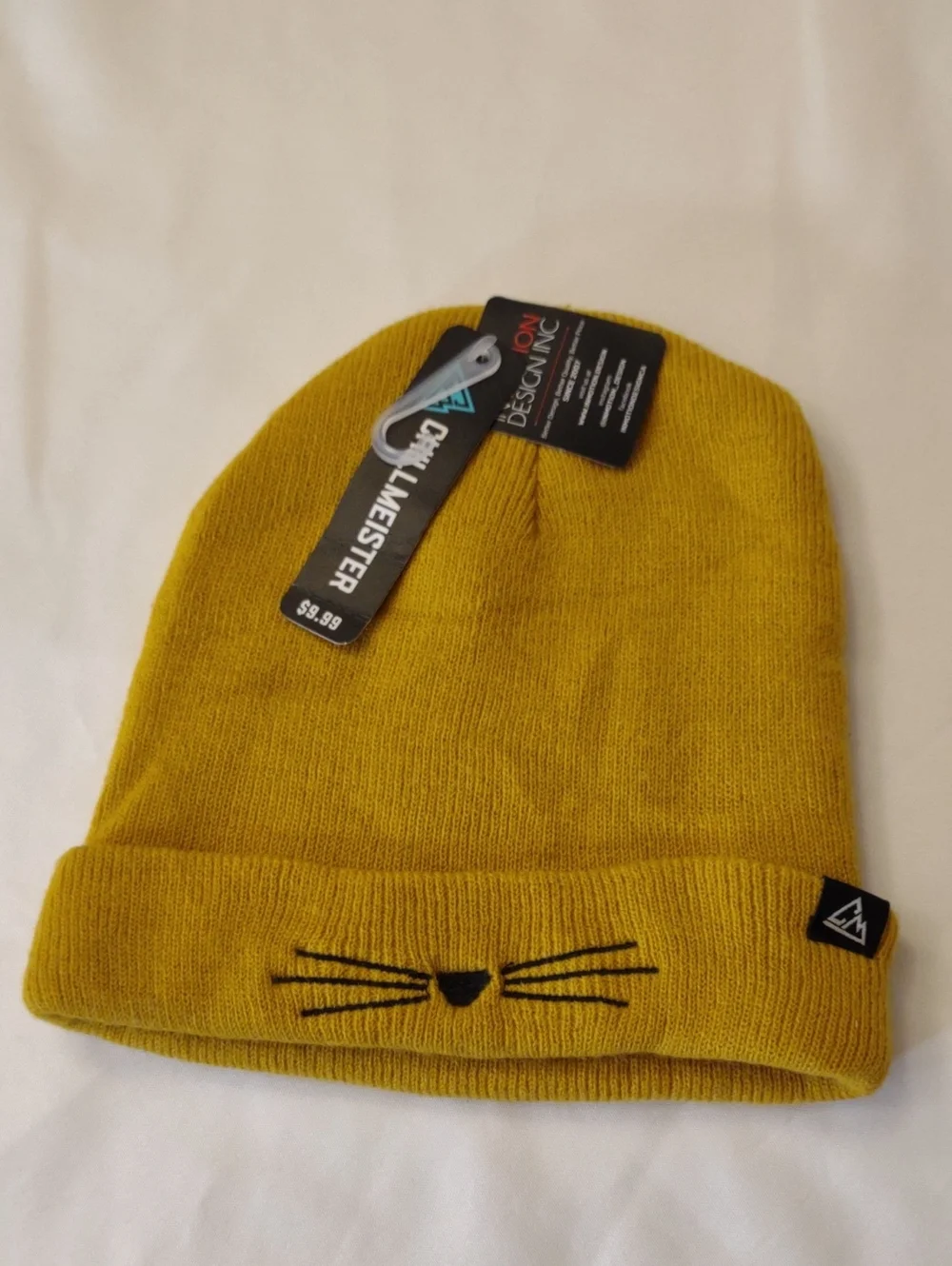 NWT Chillmeister Kids Mustard Yellow Cat Face Knit Beanie